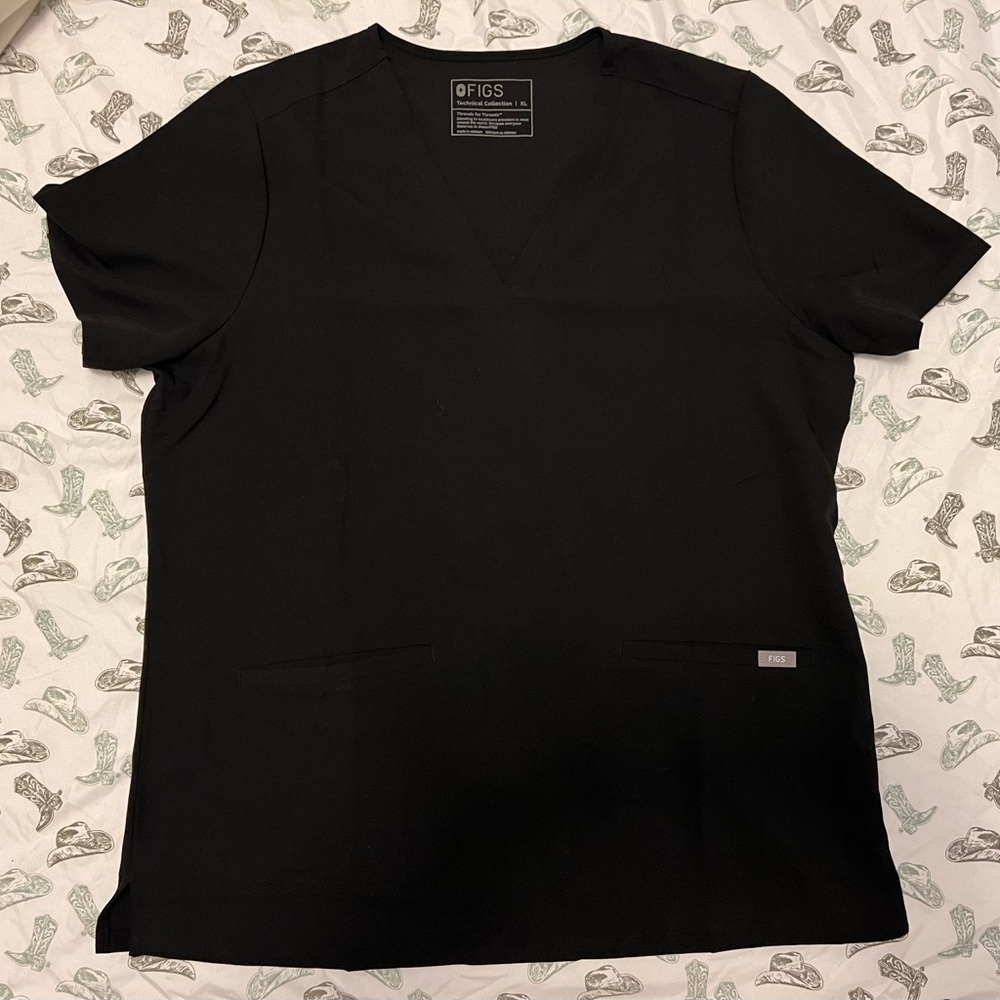 Figs Black Fitted Short Sleeve Tee